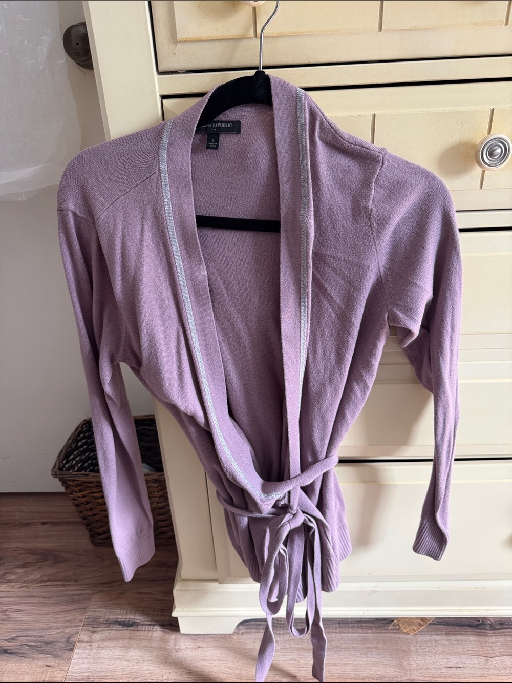 Banana Republic Dusty Lavender Tie-Waist Open Cardigan